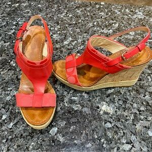 Coach Red Mendez Espadrille Wedge Sandals Sz 8.5